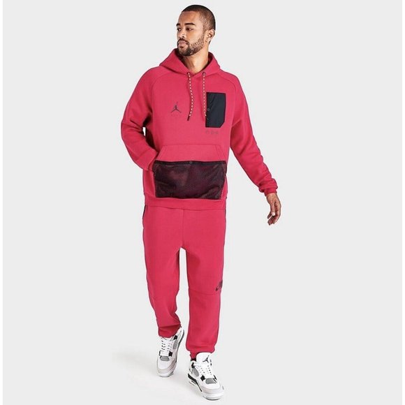 Nike Air Jordan Jumpman Red Hoodie Statement Pullover Fleece - Picture 6 of 6